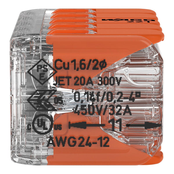 Wago 221-420 LEVER-NUTS 10 Conductor Compact Connectors 15 PK
