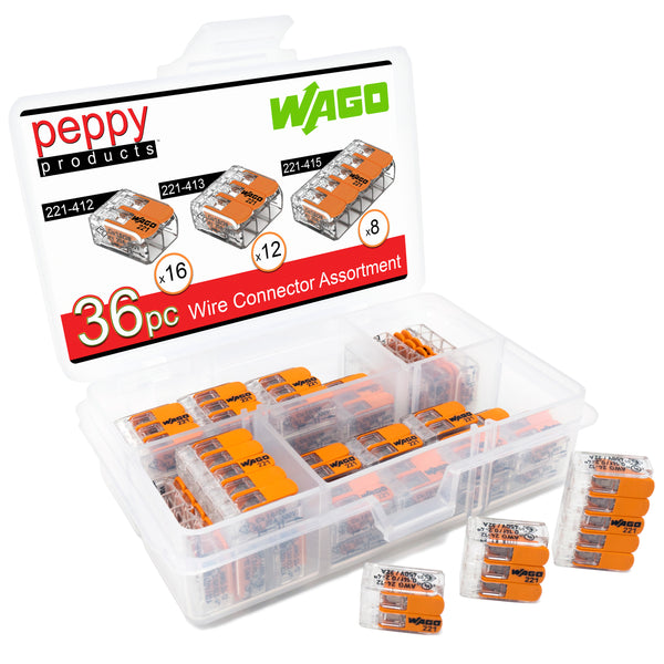 WAGO 221 LEVER-NUTS 36pc Compact Splicing Wire Connector Assortment with Case