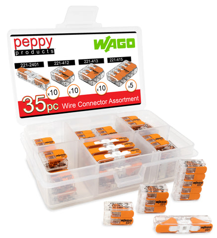 WAGO 221 LEVER-NUTS 35pc Compact Splicing Wire Connector Assortment with Case