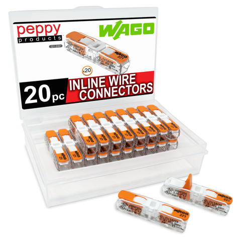 WAGO 221-2401 LEVER-NUTS 20pc Compact Splicing Inline Wire Connectors with Case