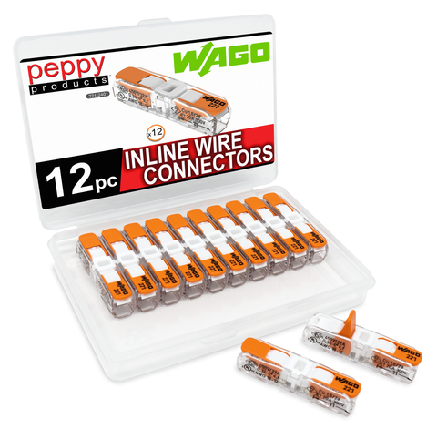 WAGO 221-2401 LEVER-NUTS 12pc Compact Splicing Inline Wire Connectors with Case