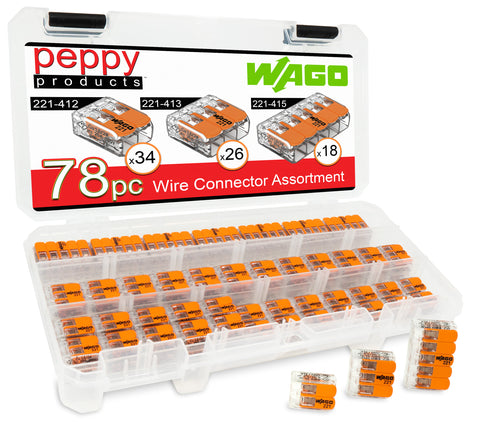 WAGO 221 LEVER-NUTS 78pc Compact Splicing Wire Connector Assortment with Case